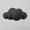 3d black cloud isolated on a grey background. Render soft cartoon fluffy black cloud icon, dark dust or smoke. 3d