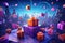 3D Black Friday, a wonderland, with floating gifts in bright colors and contrasting tones