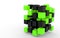 3d black and green cubes abstract structure