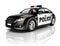 3D Black Police Car on White Background