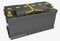 3D black truck battery with yellow handles and yellow terminals