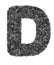 3D â€œBlack wool wolf fur letter Dâ€ creative decorative with brush animal hair, Character D isolated in white background.