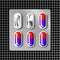 3d blister with capsules. Medical drug tablet for illness and pain treatment: painkiller, vitamin, antibiotic, aspirin