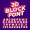 3D block alphabet font. Three-dimensional effect letters, numbers and symbols.