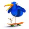 3d Blue bird skateboard