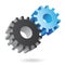 3d blue and black cogs