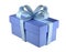 3d blue christmas gift box icon with pastel ribbon bow isolated with clipping path. Render modern holiday. Realistic