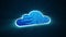 3D blue cloud glowing shining with blue binary code encryption data, Privacy security protection network