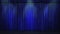 3d blue curtain lit by spot lights