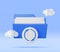 3D Blue Folder in Clouds with File Sync Icon
