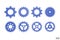 3D blue Gear icon set. Transmission cogwheels and gears are isolated on white background. Blue Machine gear, setting symbol,