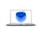 3D blue glass apple on laptop