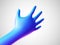 3D blue hand offering for handshake on white background.