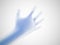 3D blue hand offering for handshake on white background.