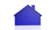 3D blue house shape on white background