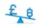 3d Blue Pound And Baht Symbol Icons With 3d Blue Balance Weight Seesaw, 3d illustration