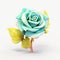 3d Blue Rose: Whimsical Cyan Flower Cartoon Icon