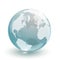 3d blue transparent glass earth globe isolated