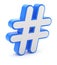 3D blue-white hashtag sign