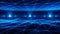 3D blue wireframe landscape in cyberspace vj loop background