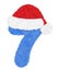 3D â€œBlue wool fur feather character Numberâ€ creative decorative with Red Christmas hat, Number 7 isolated in white background.