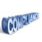 3d blue word COMPLIANCE