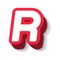 3D bold funny letter R, heavy type for modern super hero monogram, prize logo, comic graphic, fun and cool poster and