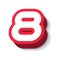 3D bold funny number 8, heavy type for modern super hero monogram, prize logo, comic graphic, fun and cool poster and