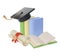 3D Books, Diploma scroll and university or college black cap graduate Icon. Render Education or Business Literature. E