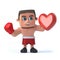 3d Boxer holding a red heart