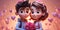 3D Boy and Girl With Flower - Cute Couples in Valentine\\\'s Day