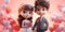 3D Boy and Girl With Flower - Cute Couples in Valentine\\\'s Day