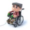 3d Boy in wheelchair playing a videogame