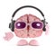 3d Brain listens to headphones