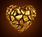 3d broken golden crystal heart