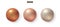 3d bronze, brass, copper, silver balls Set of realistic elements for design Vector illustration