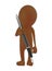 3d brown character holding a large pen and writing