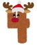 3D â€œBrown Reindeer wool fur feather Number Charactorâ€ creative decorative with Red Christmas hat, Number 4.