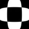 3d bulging, convex, globular, protuberant distortion, deformation on checkered, black and white squares pattern, background.