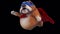 3D bulldog superhero flying (with alpha channel included