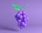 3d bunch of grapes in  cartoon style on purple background