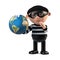 3d Burglar holds the world in his hands