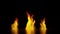 3d burning fire flames isolated on black background, fireplace