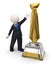 3d business man and gold tie trophy award icon