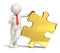 3d business man thumbs up solution - gold puzzle copyspace