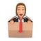 3d business woman coming out of the box