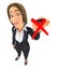 3d business woman drawing red cross check mark