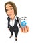 3d business woman holding trash can icon