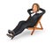 3d business woman relaxing in a deck chair