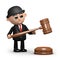 3d Businessman with auctioneer\'s gavel